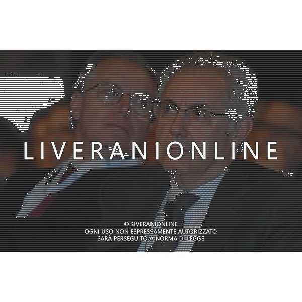 FIERE DI PARMA 09/04/2010 PER I 100 ANNI DI CONFINDUSTRIA, CONVEGNO: \'LIBERTA\' E BENESSERE. L\' ITALIA AL FUTURO\' NELLA FOTO ROBERTO COLANNINNO E GUGLIELMO EPIFANI © ROMANO/AGENZIA ALDO LIVERANI SAS