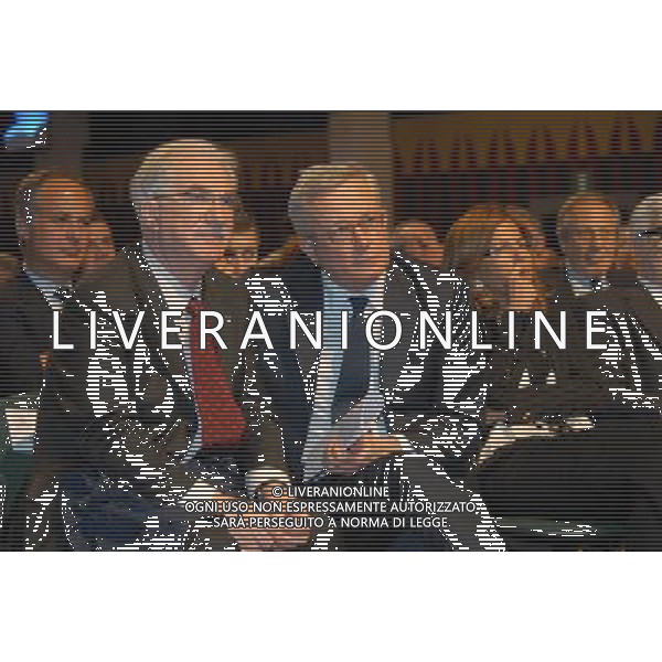 FIERE DI PARMA 09/04/2010 PER I 100 ANNI DI CONFINDUSTRIA, CONVEGNO: \'LIBERTA\' E BENESSERE. L\' ITALIA AL FUTURO\' NELLA FOTO GIULIO TREMONTI E RAFFAELE BONANNI © ROMANO/AGENZIA ALDO LIVERANI SAS