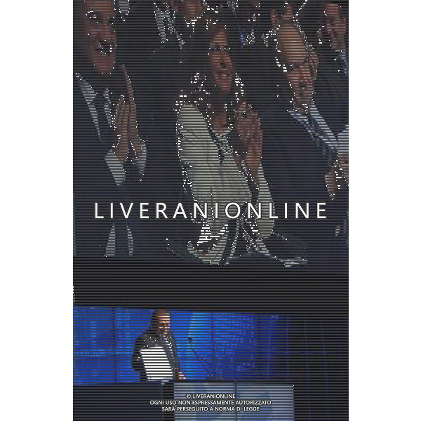 PARMA 10/4/2010 PER I 100 ANNI DI CONFINDUSTRIA, CONVEGNO: \'LIBERTA\' E BENESSERE. L\' ITALIA AL FUTURO\' NELLA FOTO SILVIO BERLUSCONI ED EMMA MARCEGAGLIA FOTO ROMANO/AG ALDO LIVERANI