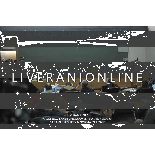 NAPOLI 13 APRILE 2010-PALAZZO DI GIUSTIZIA PROCESSO CALCIOPOLI NELLA FOTO AULA DEL PROCESSO L\'aula 216 del tribunale di Napoli FOTO MOSCA AG.ALDO LIVERANI