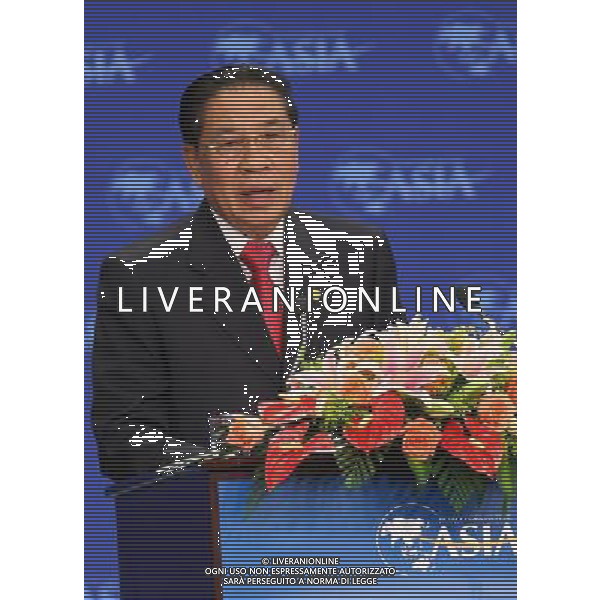 Laos\' President Choummaly Saygnasone speaks during the opening ceremony of the Boao Forum for Asia (BFA) Annual Conference 2010 in Boao in south China\'s Hainan Province, Saturday, April 10, 2010. The BFA Annual Conference 2010 with the theme \'Green Recovery: Asia\'s Realistic Choice for Sustainable Growth\' officially opened in Hainan Saturday.(Photo By Mao Jianjun/ColorChinaPhoto) - AG. ALDO LIVERANI SAS ITALY ONLY FORUM PER L\'ASIA CHE SI TIENE NELLA CITTA\' CINESE DI BOAO