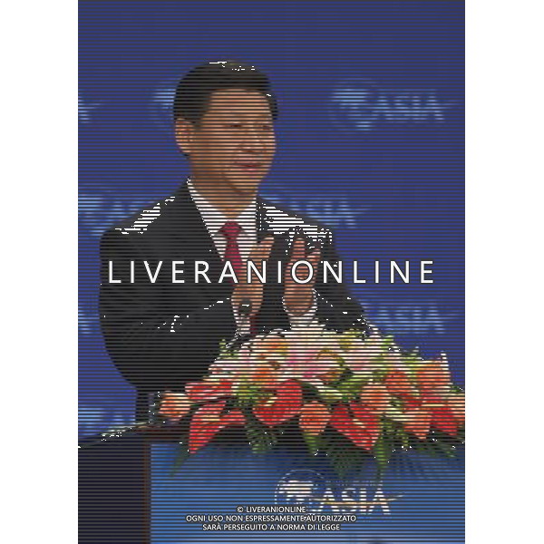 China\'s Vice President Xi Jinping speaks during the opening ceremony of the Boao Forum for Asia (BFA) Annual Conference 2010 in Boao in south China\'s Hainan Province, Saturday, April 10, 2010. The BFA Annual Conference 2010 with the theme \'Green Recovery: Asia\'s Realistic Choice for Sustainable Growth\' officially opened in Hainan Saturday.(Photo By Mao Jianjun/ColorChinaPhoto) - AG. ALDO LIVERANI SAS ITALY ONLY FORUM PER L\'ASIA CHE SI TIENE NELLA CITTA\' CINESE DI BOAO