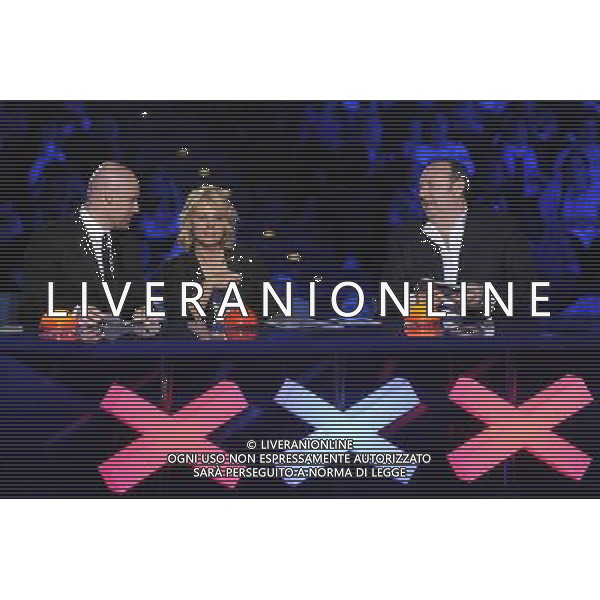 TRASMISSIONE TELEVISIVA Italia\'s got talent 2010 NELLA FOTO Rudy Zerbi, Maria De Filippi, Gerry Scotti AG ALDO LIVERANI