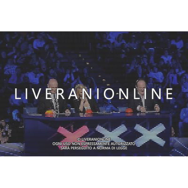 TRASMISSIONE TELEVISIVA Italia\'s got talent 2010 NELLA FOTO Rudy Zerbi, Maria De Filippi, Gerry Scotti AG ALDO LIVERANI