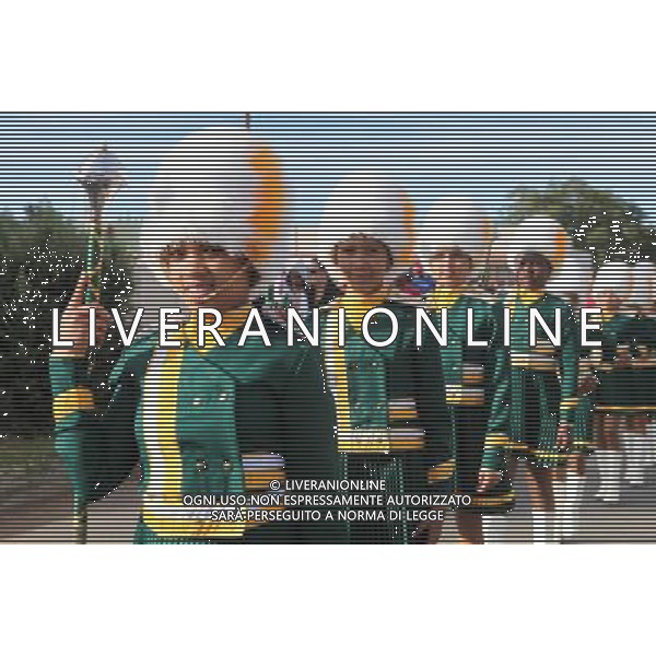 (100422) -- KIMBERLEY, April 22, 2010 -- South African local youth band perform during the celebration event for the 50-day-countdown to the FIFA World Cup in Kimberley, South Africa\'s Northern Cape province, April 21, 2010.Liang Quan)(dx) ©Photoshot/Agenzia Aldo Liverani Sas - ITALY ONLY - FESTEGGIAMENTI PER IL CONTO ALLA ROVESCIA DEI 50 GIORNI CHE MANCANO ALL\'INIZIO DEI MONDIALI DI CALCIO COPPA DEL MONDO SUD AFRICA 2010