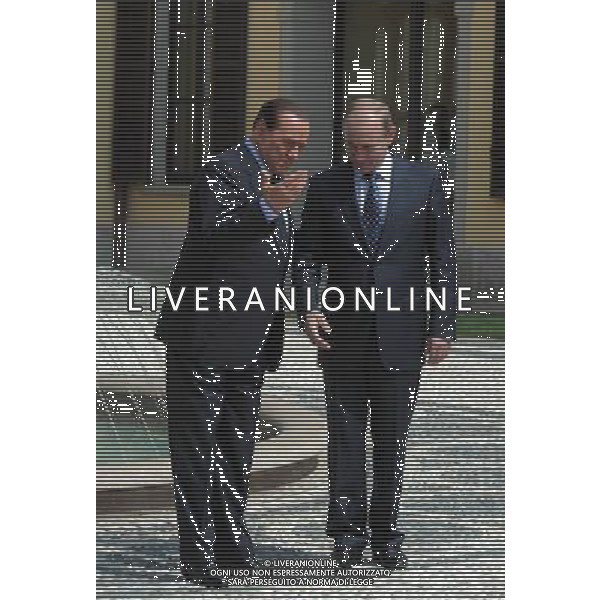 VILLA GERNETTO COMUNE DI LESMO (MB) 26/4/2010 INCONTRO TRA SILVIO BERLUSCONI E VLADIMIR PUTIN NELLA FOTO SILVIO BERLUSCONI E VLADIMIR PUTIN FOTO ROMANO/AG ALDO LIVERANI