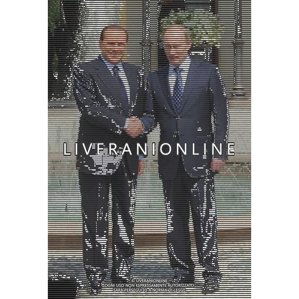 VILLA GERNETTO COMUNE DI LESMO (MB) 26/4/2010 INCONTRO TRA SILVIO BERLUSCONI E VLADIMIR PUTIN NELLA FOTO SILVIO BERLUSCONI E VLADIMIR PUTIN FOTO ROMANO/AG ALDO LIVERANI