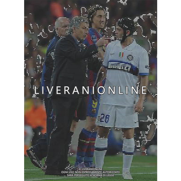 Champions League 2009/2010 Semifinale Ritorno Barcellona - 28.04.2010 Barcellona-Inter Nella Foto:JOSE\' MOURINHO-CHIVU CRISTIAN /Ph.Vitez-Ag. Aldo Liverani
