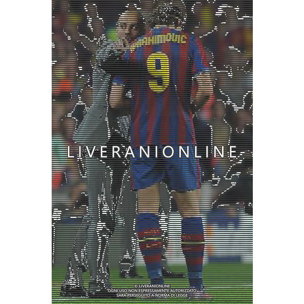 Champions League 2009/2010 Semifinale Ritorno Barcellona - 28.04.2010 Barcellona-Inter Nella Foto:GUARDIOLA JOSEP-IBRAHIMOVIC ZLATAN /Ph.Vitez-Ag. Aldo Liverani