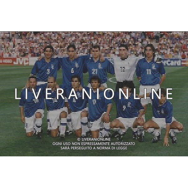 FORMAZIONI ITALIA CALCIO MONDIALE FRANCIA 1998 NELLA FOTO MALDINI NESTA VIERI PAGLIUCA BAGGIO DINO ROBERTIO BAGGIO DI BIAGIO CANNAVARO MORIERO ALBERTINI COSTACURTA PH.ARCHIVIO ALDO LIVERANI SAS