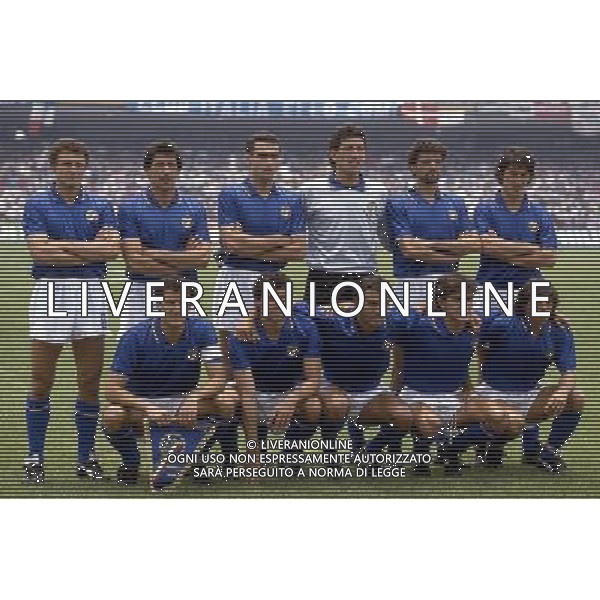 FORMAZIONI ITALIA CALCIO MONDIALE MESSICO 1986 NELLA FOTO VIERCHOWOD BAGNI BERGOMI GALLI ALTOBELLI DE NAPOLI SCIREA BARESI GIUSEPPE CABRINI GALDERISI CONTI PH.ARCHIVIO ALDO LIVERANI SAS