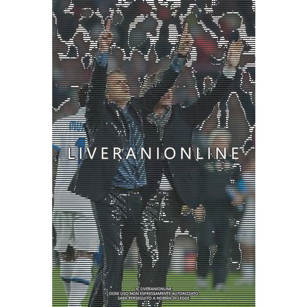 BARCELLONA-INTER SEMIFINALE DI RITORNO DI CHAMPIONS LEAGUE 28/04/2010 NELLA FOTO Josè Mourinho coach,Gabriele Oriali General Manager(Inter) ESULTANO A FINE GARA FOTO MB-AG ALDO LIVERANI