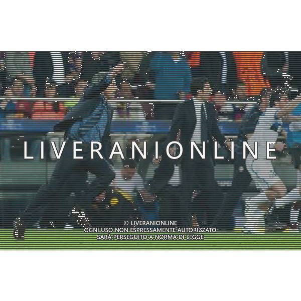 BARCELLONA-INTER SEMIFINALE DI RITORNO DI CHAMPIONS LEAGUE 28/04/2010 NELLA FOTO Josè Mourinho ESULTA A FINE GARA FOTO MB-AG ALDO LIVERANI