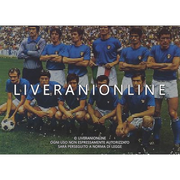 1970 world cup mexico 21/6/1970 brasile-italia 4-1 citta del messico NELLA FOTO albertosi,boninsegna,rosato,facchetti,domenghini,riva,mazzola,bertini,de sisti,cera,burgnich AG ALDO LIVERANI