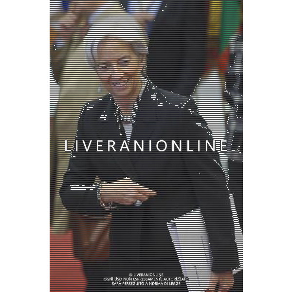 French Minister for Economy Christine Lagarde at the start of a Special European Euro group Finance Ministers meeting on Greek financial crisis in Brussels, Belgium on 2010-05-02 Greece had reached an agreement with the International Monetary Fund and the European Union on a long-delayed rescue package that is expected to be worth as much as 120 billion euros. The deal aims to help the country avoid debt default and prevent economic contagion from spreading throughout the region. © by Wiktor Dabkowski ©Photoshot/Agenzia Aldo Liverani Sas - ITALY ONLY - MEETING STRAORDINARIO EUROPEO DEI MINISTRI DELLE FINANZE DELL\'EUROGRUPPO SULLA CRISI FINANZIARIA E GLI AIUTI ALLA GRECIA A BRUXELLES IN BELGIO