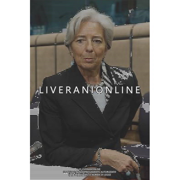 French Minister for Economy Christine Lagarde at the start of a Special European Euro group Finance Ministers meeting on Greek financial crisis in Brussels, Belgium on 2010-05-02 Greece had reached an agreement with the International Monetary Fund and the European Union on a long-delayed rescue package that is expected to be worth as much as 120 billion euros. The deal aims to help the country avoid debt default and prevent economic contagion from spreading throughout the region. © by Wiktor Dabkowski ©Photoshot/Agenzia Aldo Liverani Sas - ITALY ONLY - MEETING STRAORDINARIO EUROPEO DEI MINISTRI DELLE FINANZE DELL\'EUROGRUPPO SULLA CRISI FINANZIARIA E GLI AIUTI ALLA GRECIA A BRUXELLES IN BELGIO