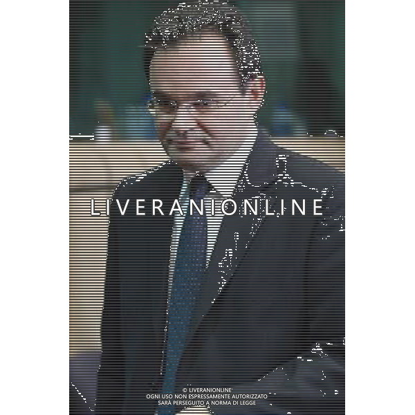 Greek Finance Minister George Papakonstantinou at the start of a Special European Euro group Finance Ministers meeting on Greek financial crisis in Brussels, Belgium on 2010-05-02 Greece had reached an agreement with the International Monetary Fund and the European Union on a long-delayed rescue package that is expected to be worth as much as 120 billion euros. The deal aims to help the country avoid debt default and prevent economic contagion from spreading throughout the region. © by Wiktor Dabkowski ©Photoshot/Agenzia Aldo Liverani Sas - ITALY ONLY - MEETING STRAORDINARIO EUROPEO DEI MINISTRI DELLE FINANZE DELL\'EUROGRUPPO SULLA CRISI FINANZIARIA E GLI AIUTI ALLA GRECIA A BRUXELLES IN BELGIO