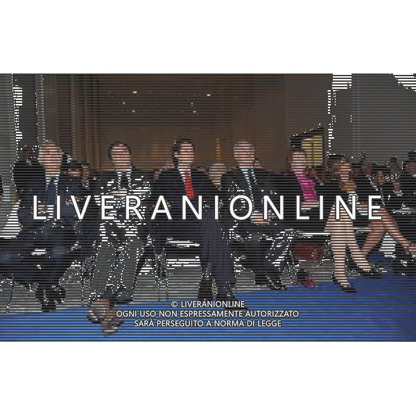 MILANO 5/5/2010 TRIENNALE VIALE ALEMAGNA INAUGURAZIONE MOSTRA FOTOGRAFICA DEDICATA AI 100 ANNI DELLA CONFINDUSTRIA NELLA FOTO EMMA MARCEGAGLIA, LETIZIA MORATTI, ALBERTO BOMBASSEI, JOHN ELKANN E GIORGIO FOSSA FOTO ROMANO/AG ALDO LIVERANI