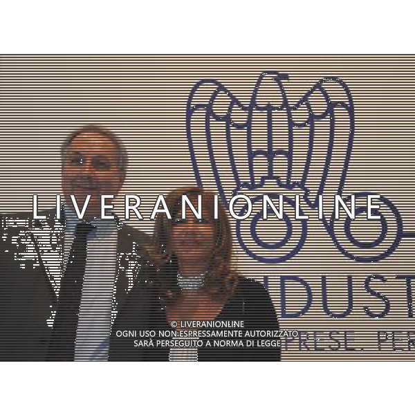MILANO 5/5/2010 TRIENNALE VIALE ALEMAGNA INAUGURAZIONE MOSTRA FOTOGRAFICA DEDICATA AI 100 ANNI DELLA CONFINDUSTRIA NELLA FOTO EMMA MARCEGAGLIA ED ALBERTO MEOMARTINO FOTO ROMANO/AG ALDO LIVERANI