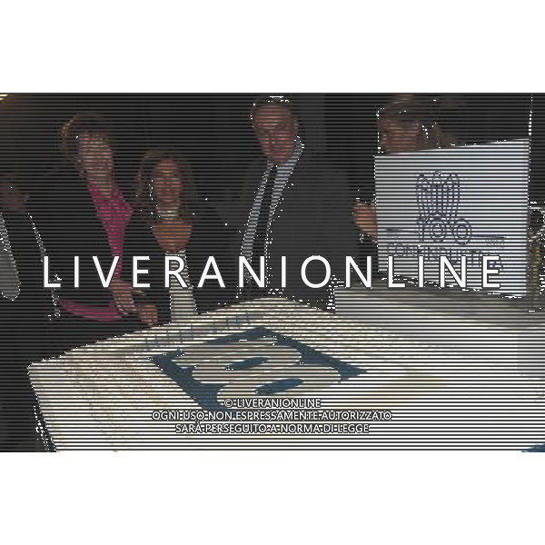 MILANO 5/5/2010 TRIENNALE VIALE ALEMAGNA INAUGURAZIONE MOSTRA FOTOGRAFICA DEDICATA AI 100 ANNI DELLA CONFINDUSTRIA NELLA FOTO EMMA MARCEGAGLIA, LETIZIA MORATTI ED ALBERTO MEOMARTINI FOTO ROMANO/AG ALDO LIVERANI