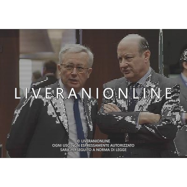 Italian Finance Minister Giulio Tremonti (L) and Polish finance Minister Jacek Vincent Rostowski during finance ministers meeting at the European Council in Brussels, Belgium on 2010-05-18 © by Wiktor Dabkowski ©Photoshot/Agenzia Aldo Liverani Sas - ITALY ONLY - MEETING DEI MINISTRI DELLE FINANZE DELL\'EUROZONA AL CONSIGLIO EUROPEO A BRUXELLES IN BELGIO