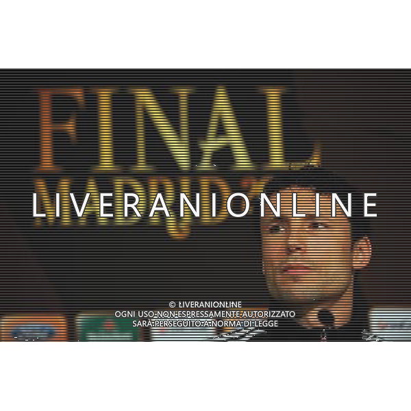 MADRID, SPAIN - MAY 21: In the handout image provided by UEFA, captain Mark van Bommel looks on during the Bayern Munich Press Conference prior to the UEFA Champions League Final match versus Inter Milan at the Estadio Santiago Bernabeu on May 21, 2010 in Madrid, Spain. MADRID, Spagna - 21 maggio: CALCIO SPORT NELLA FOTO il centrocampista Mark van Bommel del Bayern Monaco durante la Conferenza stampa prima della finale di UEFA Champions League contro l\'Inter al Estadio Santiago Madrid ph. UEFA/ALDO LIVERANI ONLY ITALY *** Local Caption *** Mark van Bommel