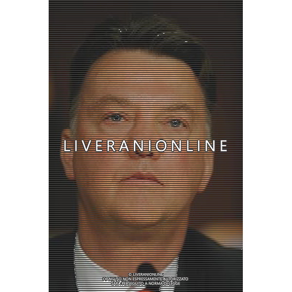 MADRID, SPAIN - MAY 21: In the handout image provided by UEFA, manager Louis van Gaal looks on during the Bayern Munich Press Conference prior to the UEFA Champions League Final match versus Inter Milan at the Estadio Santiago Bernabeu on May 21, 2010 in Madrid, Spain. MADRID, Spagna - 21 maggio: CALCIO SPORT NELLA FOTO L\'allenatore del Bayern Monaco Louis van Gaal durante la Conferenza stampa prima della finale di UEFA Champions League contro l\'Inter al Estadio Santiago Madrid ph. UEFA/ALDO LIVERANI ONLY ITALY *** Local Caption *** Louis van Gaal