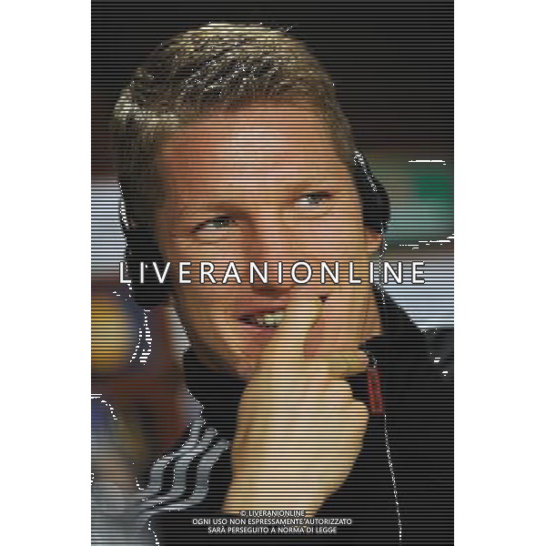 MADRID, SPAIN - MAY 21: In the handout image provided by UEFA, midfielder Bastian Schweinsteiger looks on during the Bayern Munich Press Conference prior to the UEFA Champions League Final match versus Inter Milan at the Estadio Santiago Bernabeu on May 21, 2010 in Madrid, Spain. MADRID, Spagna - 21 maggio: CALCIO SPORT NELLA FOTO il centrocampista Bastian Schweinsteiger del Bayern Monacodurante la Conferenza stampa prima della finale di UEFA Champions League contro l\'Inter al Estadio Santiago Madrid ph. UEFA/ALDO LIVERANI ONLY ITALY *** Local Caption *** Bastian Schweinsteiger