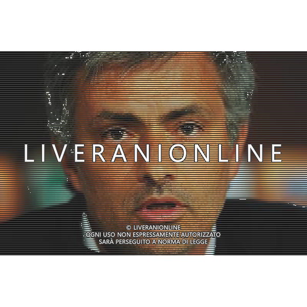 MADRID, SPAIN - MAY 21: In the handout image provided by UEFA, coach Jose Mourinho looks on during the Inter Milan Press Conference prior to the UEFA Champions League Final match versus Bayern Munich at the Estadio Santiago Bernabeu on May 21, 2010 in Madrid, Spain. (Photo by UEFA/UEFA) /Agenzia Aldo Liverani Sas - ITALY ONLY - MADRID SPAGNA: CONFERENZA STAMPA INTER IN VISTA DELLA FINALE DI CHAMPIONS LEAGUE DI MADRID CONTRO IL BAYERN MONACO *** Local Caption *** Jose Mourinho