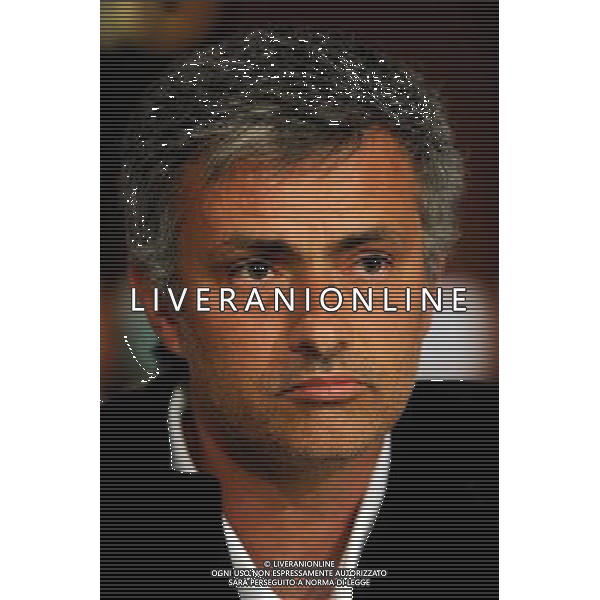 MADRID, SPAIN - MAY 21: In the handout image provided by UEFA, coach Jose Mourinho looks on during the Inter Milan Press Conference prior to the UEFA Champions League Final match versus Bayern Munich at the Estadio Santiago Bernabeu on May 21, 2010 in Madrid, Spain. (Photo by UEFA/UEFA) /Agenzia Aldo Liverani Sas - ITALY ONLY - MADRID SPAGNA: CONFERENZA STAMPA INTER IN VISTA DELLA FINALE DI CHAMPIONS LEAGUE DI MADRID CONTRO IL BAYERN MONACO *** Local Caption *** Jose Mourinho