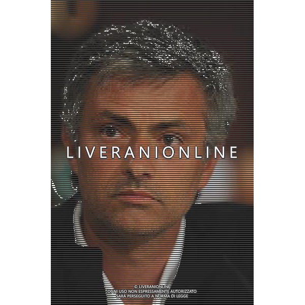 MADRID, SPAIN - MAY 21: In the handout image provided by UEFA, coach Jose Mourinho looks on during the Inter Milan Press Conference prior to the UEFA Champions League Final match versus Bayern Munich at the Estadio Santiago Bernabeu on May 21, 2010 in Madrid, Spain. (Photo by UEFA/UEFA) /Agenzia Aldo Liverani Sas - ITALY ONLY - MADRID SPAGNA: CONFERENZA STAMPA INTER IN VISTA DELLA FINALE DI CHAMPIONS LEAGUE DI MADRID CONTRO IL BAYERN MONACO *** Local Caption *** Jose Mourinho