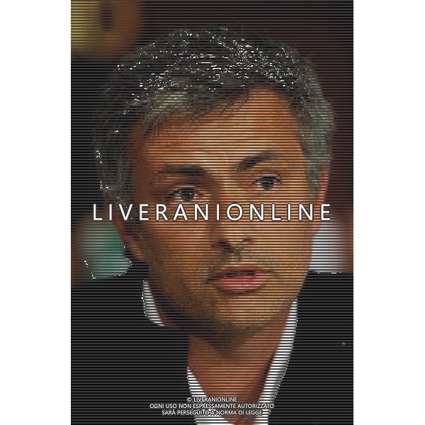 MADRID, SPAIN - MAY 21: In the handout image provided by UEFA, coach Jose Mourinho looks on during the Inter Milan Press Conference prior to the UEFA Champions League Final match versus Bayern Munich at the Estadio Santiago Bernabeu on May 21, 2010 in Madrid, Spain. (Photo by UEFA/UEFA) /Agenzia Aldo Liverani Sas - ITALY ONLY - MADRID SPAGNA: CONFERENZA STAMPA INTER IN VISTA DELLA FINALE DI CHAMPIONS LEAGUE DI MADRID CONTRO IL BAYERN MONACO *** Local Caption *** Jose Mourinho