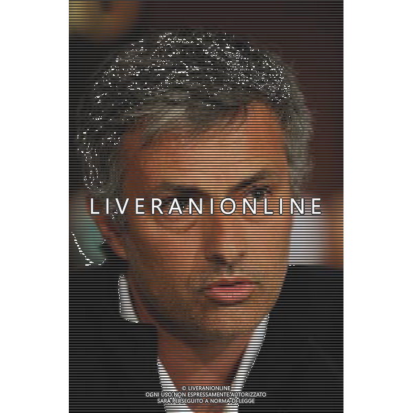 MADRID, SPAIN - MAY 21: In the handout image provided by UEFA, coach Jose Mourinho looks on during the Inter Milan Press Conference prior to the UEFA Champions League Final match versus Bayern Munich at the Estadio Santiago Bernabeu on May 21, 2010 in Madrid, Spain. (Photo by UEFA/UEFA) /Agenzia Aldo Liverani Sas - ITALY ONLY - MADRID SPAGNA: CONFERENZA STAMPA INTER IN VISTA DELLA FINALE DI CHAMPIONS LEAGUE DI MADRID CONTRO IL BAYERN MONACO *** Local Caption *** Jose Mourinho
