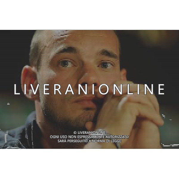 MADRID, SPAIN - MAY 21: In the handout image provided by UEFA, Wesley Sneijder looks on during the Inter Milan Press Conference prior to the UEFA Champions League Final match versus Bayern Munich at the Estadio Santiago Bernabeu on May 21, 2010 in Madrid, Spain. (Photo by UEFA/UEFA) /Agenzia Aldo Liverani Sas - ITALY ONLY - MADRID SPAGNA: CONFERENZA STAMPA INTER IN VISTA DELLA FINALE DI CHAMPIONS LEAGUE DI MADRID CONTRO IL BAYERN MONACO *** Local Caption *** Wesley Sneijder