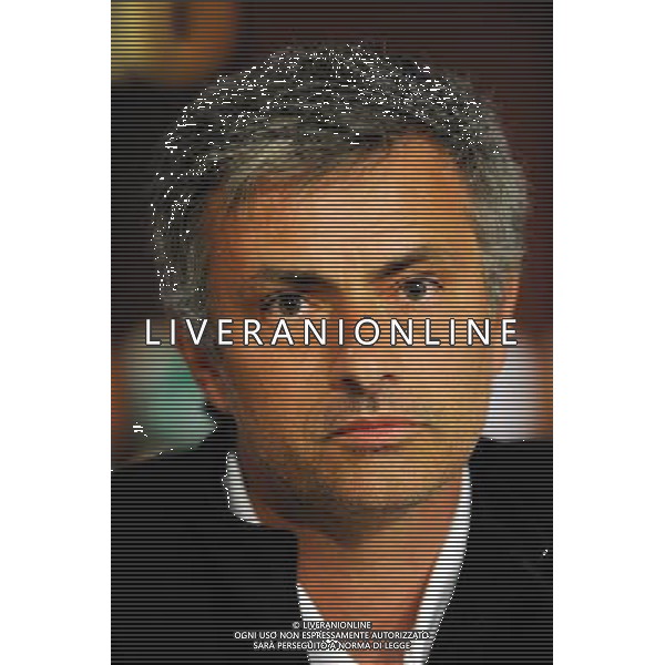 MADRID, SPAIN - MAY 21: In the handout image provided by UEFA, coach Jose Mourinho looks on during the Inter Milan Press Conference prior to the UEFA Champions League Final match versus Bayern Munich at the Estadio Santiago Bernabeu on May 21, 2010 in Madrid, Spain. (Photo by UEFA/UEFA) /Agenzia Aldo Liverani Sas - ITALY ONLY - MADRID SPAGNA: CONFERENZA STAMPA INTER IN VISTA DELLA FINALE DI CHAMPIONS LEAGUE DI MADRID CONTRO IL BAYERN MONACO *** Local Caption *** Jose Mourinho