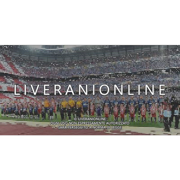 Champions League 2009/2010 Finale Madrid (Santiago Bernabeu) - 22.05.2010 FC Bayern Monaco- FC Inter Nella Foto: LE FORMAZIONI DELL\' INTER E BAYERN SCHIERATE NEL PREPARTITA /Ph.Vitez-Ag. Aldo Liverani