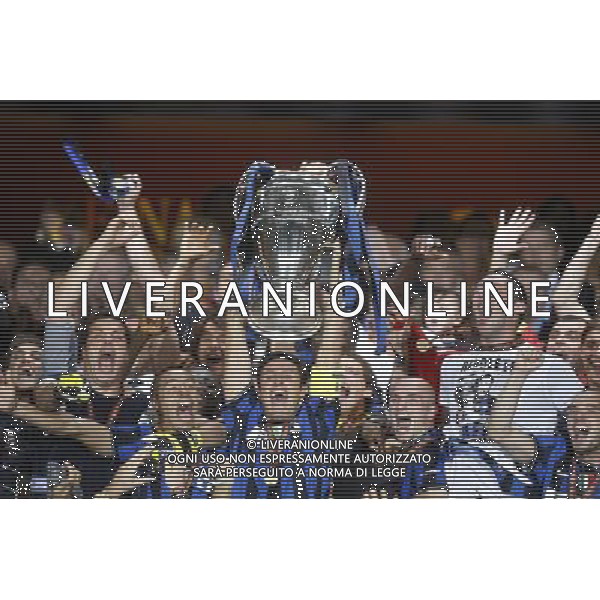 Internazionale Milan\'s celebrate the victory in the UEFA Champions League final. May 22, 2010. (ALTERPHOTOS/Alvaro Hernandez) /Agenzia Aldo Liverani Sas - ITALY ONLY - Bayern Monaco- FC Inter Finale Champions League 2009/2010 Madrid (Stadio Santiago Bernabeu)