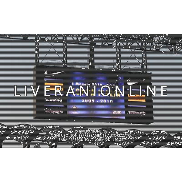 MILANO STADIO MEAZZA SI SANSIRO 23/05/2010 FESTEGGIAMENTI DEI GIOCATORI DELL\' INTER CON I TIFOSI PER LA CONQUISTA DELLA COPPA DELLA CHAMPIONS LEAGUE DOPO IL RIENTRO DA MADRID NELLA FOTO IL TABELLONE LUMINOSO ©ROMANO/AGENZIA ALDO LIVERANI SAS