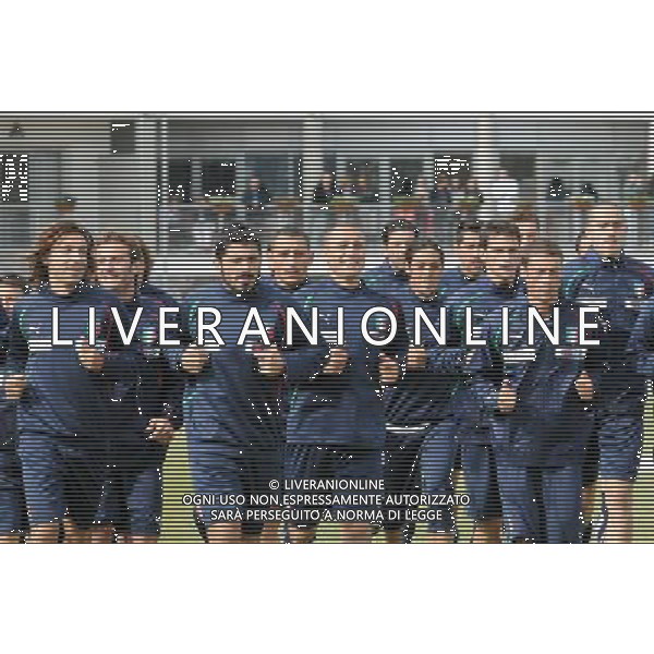 23-05-2010 Sestriere (TO) Allenamento Nazionale Pre Mondiale 2010 Nella foto: Pirlo, Gilardino, Gattuso, Palombo, Cannavaro, Camortanesi, Maggio Marchisio e Bonucci ©falzone/ALDO LIVERANI