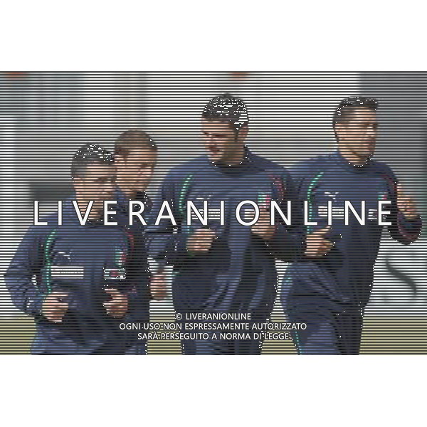 23-05-2010 Sestriere (TO) Allenamento Nazionale Pre Mondiale 2010 Nella foto: Di Natale. Marchisio, Iaquinta e Borriello ©falzone/ALDO LIVERANI