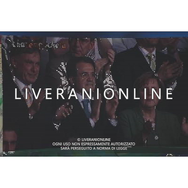 TRASMISSIONE TV: \' CHE TEMPO CHE FA\' - SPECIALE: \' IL GIOCO DEI MONDIALI\' nella foto: ROMANO PRODI e ANGELA MERKEL durante la finale dei Mondiali di calcio Germania 2006 © Antonio Sorano - Ag. Aldo Liverani sas