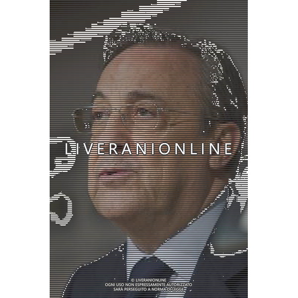 Madrid - FLORENTINO PEREZ ( Presidente del Real Madrid calcio) DURANTE LA CONFERENZA STAMPA DOVE HA CONFERMATO CHE IL NUOVO ALLENATORE DELLA SQUADRA SARA\' JOSE\' MOURINHO © Cesar Cebolla - Alfaqui - Ag. Aldo Liverani sas ITALY ONLY