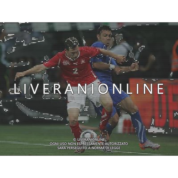 Svizzera - Italia Amichevole Nazionale Pre-mondiale a Ginevra 05/06/2010 nella foto fabio quagliarella e lichtsteiner ©Luzzani/Agenzia Aldo Liverani Sas