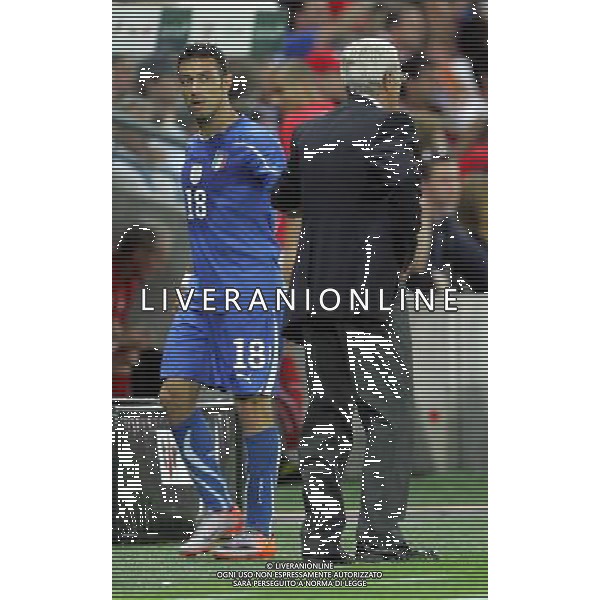 Svizzera - Italia Amichevole Nazionale Pre-mondiale a Ginevra 05/06/2010 nella foto marcello lippi con fabio quagliarella ©Luzzani/Agenzia Aldo Liverani Sas