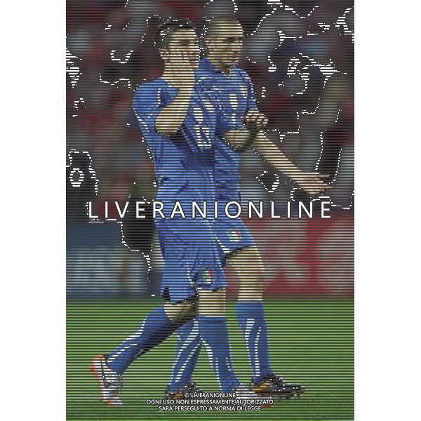 Svizzera - Italia Amichevole Nazionale Pre-mondiale a Ginevra 05/06/2010 nella foto salvatore bocchetti e chiellini giorgio ©Luzzani/Agenzia Aldo Liverani Sas