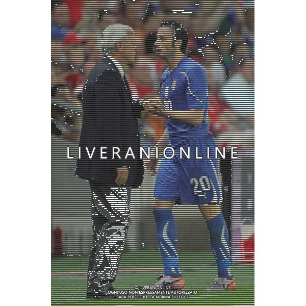 Svizzera - Italia Amichevole Nazionale Pre-mondiale a Ginevra 05/06/2010 nella foto marcello lippi e pazzini giampaolo ©Luzzani/Agenzia Aldo Liverani Sas