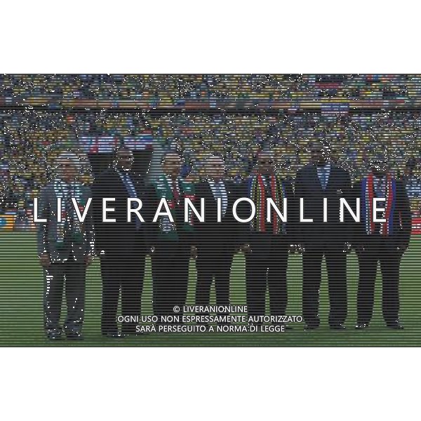 Fifa World Cup Sud Africa 2010 Match #1 Johannesburg (Soccer City Stadium) - 11.06.2010 Sud Africa-Messico Nella Foto:Campean(Presidente Federazione Messicana)-Calderon Felipe(Presidente Messico)-Blatter Joseph(Presidente FIFA)-Zuma(Presidente Sud Africa) /Ph.Vitez-Ag. Aldo Liverani