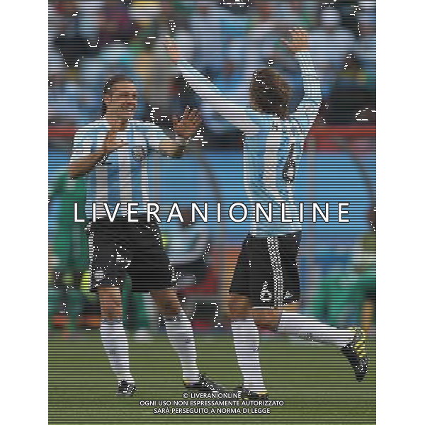 12/06/2010 CAMPIONATO DEL MONDO SUD AFRICA 2010 GARA 3 ARGENTINA-NIGERIA NELLA FOTO ESULTANZA DI Gabriel HEINZE AG FIROFOTO-AG ALDOL IVERANI-ONLY ITALY