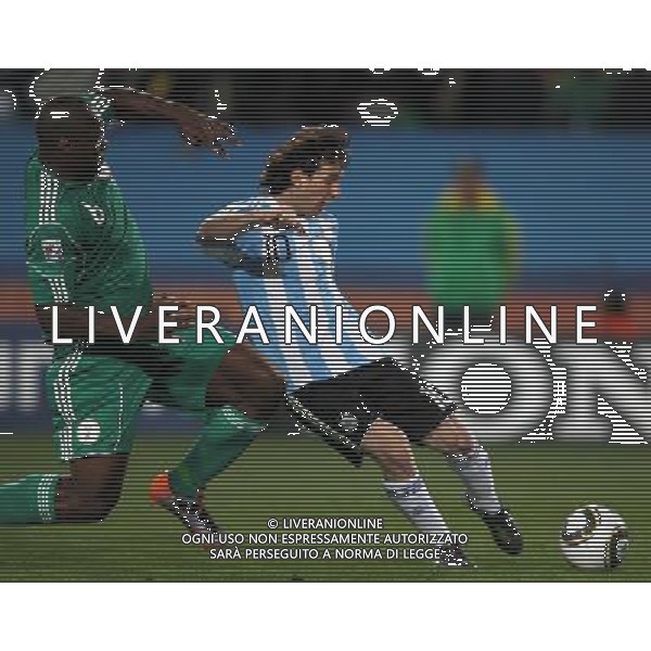 12/06/2010 CAMPIONATO DEL MONDO SUD AFRICA 2010 GARA 3 ARGENTINA-NIGERIA NELLA FOTO Lionel MESSI AG FIROFOTO-AG ALDOL IVERANI-ONLY ITALY