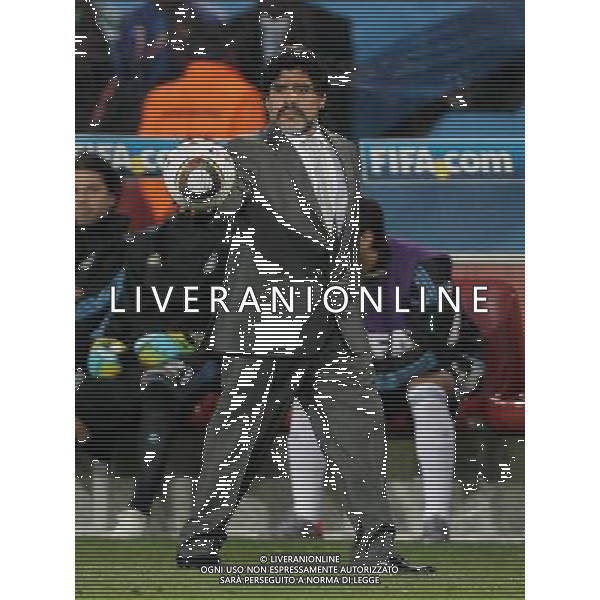 12/06/2010 CAMPIONATO DEL MONDO SUD AFRICA 2010 GARA 3 ARGENTINA-NIGERIA NELLA FOTO Diego MARADONA AG FIROFOTO-AG ALDOL IVERANI-ONLY ITALY